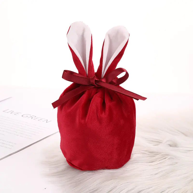 Velvet Bunny Ear Gift Bags for Easter Party Treats