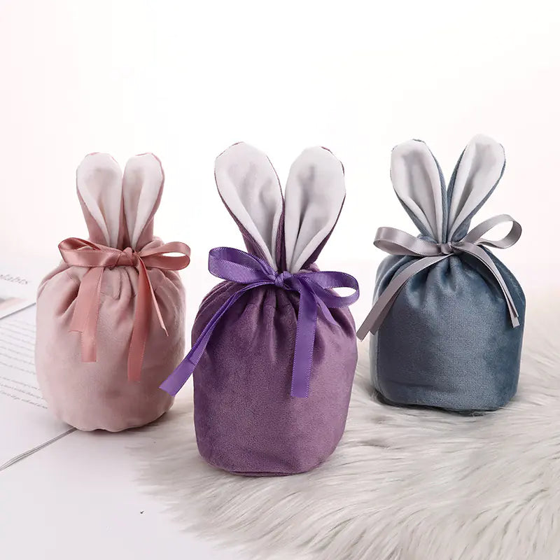 Velvet Bunny Ear Gift Bags for Easter Party Treats