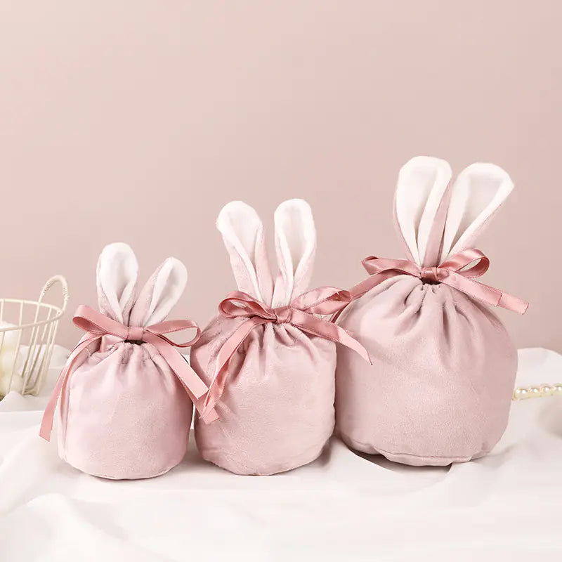 Velvet Bunny Ear Gift Bags for Easter Party Treats