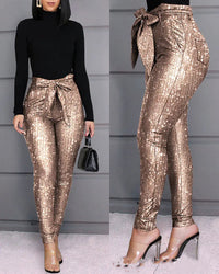 Belle Champagne Sequin Stretch Pants